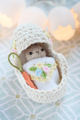 Sleepy Bunny in a Baby Basket